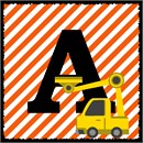 The Letter A in a construction scene decor. Every little boy is fascinated with dump trucks, excavators, tractors, and cranes.  This is available in all the letters of the ABC. About 100 languages use the same alphabet like in English which makes it one of the most widely used alphabets in the world. While some languages have a few more and others a few less, they all share the 23 core letters originally found in the Roman alphabet. The most commonly used letter is the letter E. The letter J was the most recent letter to be added to the alphabet, appearing in print as a distinct letter for the first time in 1633. A sentence which contains all 26 letters of the English alphabet is called a pangram. A famous pangram is: “The quick brown fox jumps over the lazy dog.” but there are even shorter ones such as: “Pack my box with five dozen liquor jugs.” Every letter of the alphabet has a wild, or at least interesting, story, often going back thousands of years. You can look it up on Wikipedia.