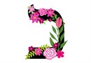 Letter Kaf in Hebrew. Decorative Floral monogram in all Hebrew letters available.