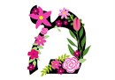 Letter Mem in Hebrew. Decorative Floral monogram in all Hebrew letters available.