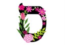 Letter Samech in Hebrew. Decorative Floral monogram in all Hebrew letters available.  The Hebrew alphabet contains 22 main letters.  If you know your Hebrew name, try stitching a floral initial.