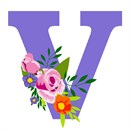 Letter V Floral Motif 2