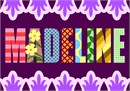 Name decorated with a variety of colorful patterns against a purple background.