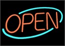 Classic Open for business sign