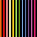 Straight vertical bars, alternating black and bright colors spanning the full color wheel.