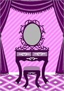 A dressing table with mirror. This design coordinates with others in our Home Sweet Home series. A house is made of walls and beams, a home is built with love and dreams. ...