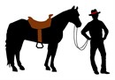 Horse and cowboy silhouette.  This is a perfect project for kids or beginners. It is appropriate for boys who want to try their hands at needlepoint.  There is a little bit of "cowboy" in every one of us.