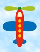 A red airplane flying in the sky.  See coordinating designs that are delightful for a boy's bedroom decor.
 Everyone young and old is fascinated by airplanes in all shapes and sizes.