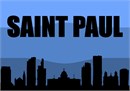 The Saint Paul skyline in needlepoint.