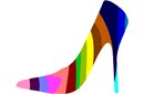 The shape of a high heel shoe filled with colorful stripes. There are many designs in our palette silhouette series. This shoe is adorable and perfect for a beginner. Purchase as a kit, or buy just the plain canvas if you have many color threads in your stash.