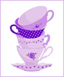 Dainty cups stacked in hues of violet