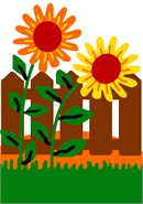 Tall and colorful sunflowers against a brown picket fence.  This is a perfect project for a beginner. Sunflowers put everyone in a sunny mood.