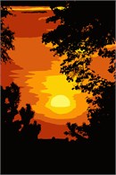 A flaming sunset silhouette. A silhouette (English: /ˌsɪluˈɛt/ SIL-oo-ET, French: [silwɛt]) is the image of a person, animal, object or scene represented as a solid shape of a single color, usually black, with its edges matching the outline of the subject.