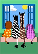Animals looking out at the sunshine.  Ideal for a child's play area