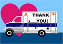 An ambulance in the shadow of a huge heart. In appreciation to all those on the front line fighting Covid-19, the pandemic of coronavirus. These doctors, nurses, paramedics and volunteers are risking their lives for us. Thank you!
