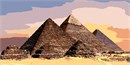 The ancient pyramids of Egypt in needlepoint. The Ancient Egyptian pyramids are some of the most impressive structures built by humans in ancient times. Many of the pyramids still survive today for us to see and explore. The pyramids were built as burial places and monuments to the Pharaohs. As part of their religion, the Egyptians believed that the Pharaoh needed certain things to succeed in the afterlife. Deep inside the pyramid the Pharaoh would be buried with all sorts of items and treasure that he may need to survive in the afterlife.