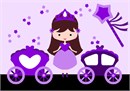 Which little girl can resist an adorable princess, her magic wand, and her two carriages?  Magic dust stars are scattered throughout.  The princess stands proudly wearing her crown. Available in pink and colorful princesses too. If purple is your the favorite color of the princess in your life, go for it!