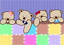 A row of teddy bears all tucked in.  This unisex pattern is ideal for baby rooms, shower gifts, and nurseries.  Now available in a small size.