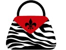 Stitch a zebra pocketbook with a red flap and fleur de lis.  A sophisticated feminine needlepoint.