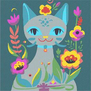 image of Wacky Floral Cat