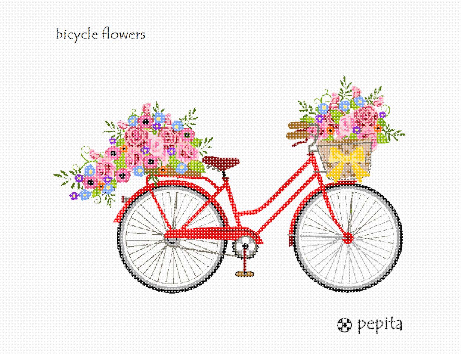 Needlepoint Canvas - Bicycle Flowers