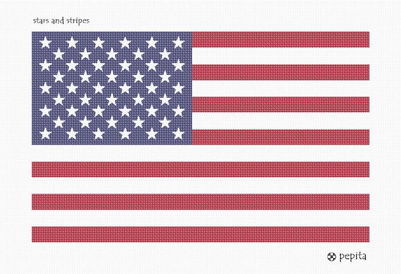 Flag Stars And Stripes Needlepoint Kit or Canvas