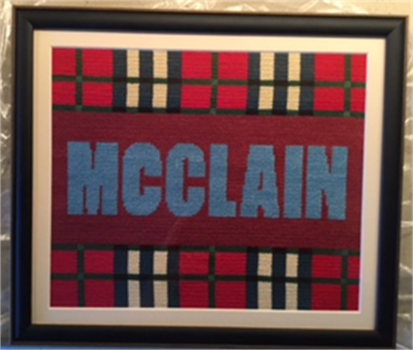 Needlepoint Kit or Canvas Custom Name Tartan