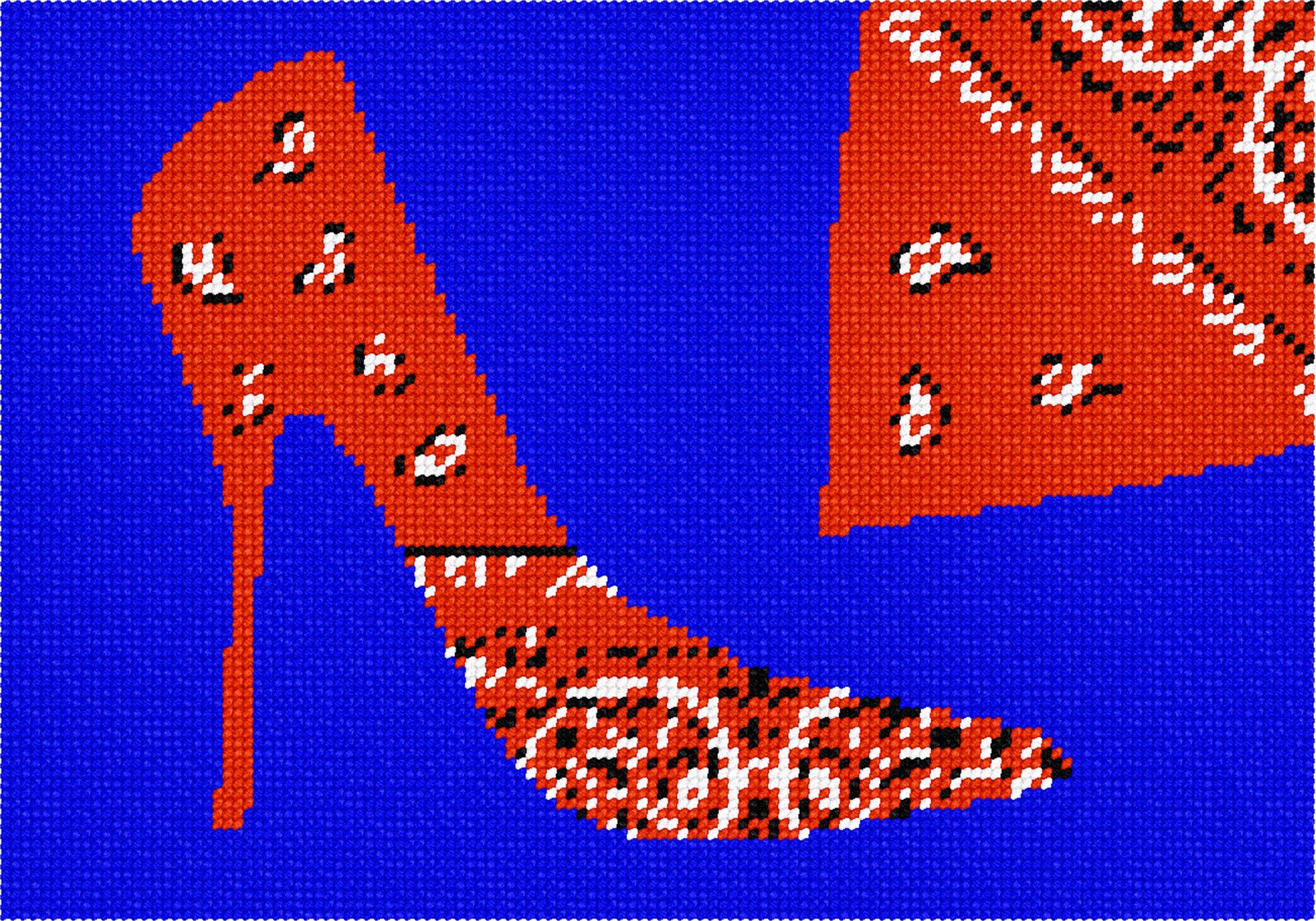 Needlepoint Canvas Red Bandana Shoe